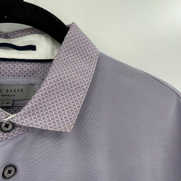 TED BAKER *Flawed* Men's Purple Short Sleeve Performance Polo Shirt Size Large - Picture 7 of 8